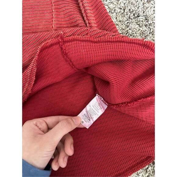 able Shoulder Cutout Raw Hem Thermal Dress Red Bohemian S Distressed Flowy - Picture 6 of 10